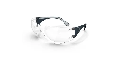 Moldex Adapt 2K Schutzbrille, vollständige Ansicht, betont das leichte, rahmenlose Design und klare Linsen